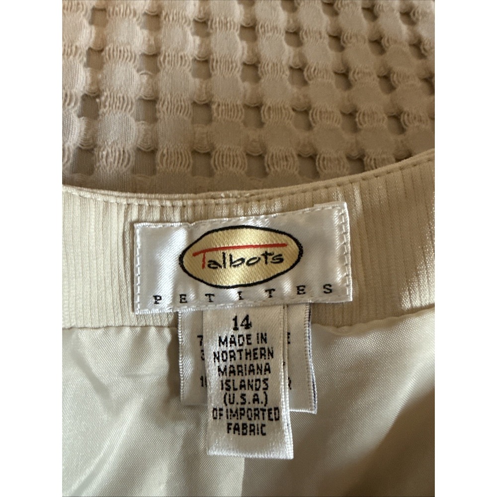Vintage Talbots Trousers Women's 14P Ivory Wide Leg Corded Triacetate Pants - Picture 5 of 8